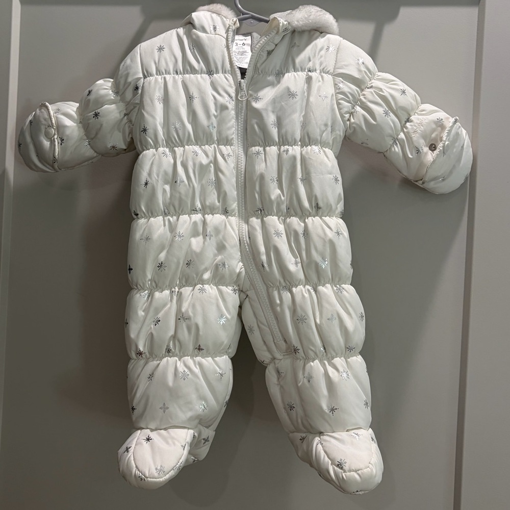Carter's White Puffer Snowflake Baby Bunting